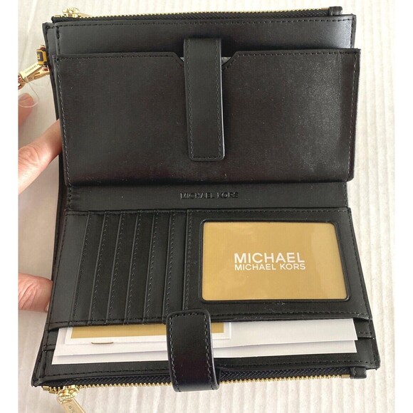 New Michael Kors New York City Taxi Jet Set Double Zip Wallet Yellow Multi - Picture 5 of 6